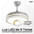 Ventilador de Techo Retráctil PHP JS8378 de 42" Blanco con Marco de Madera y 6 Velocidades